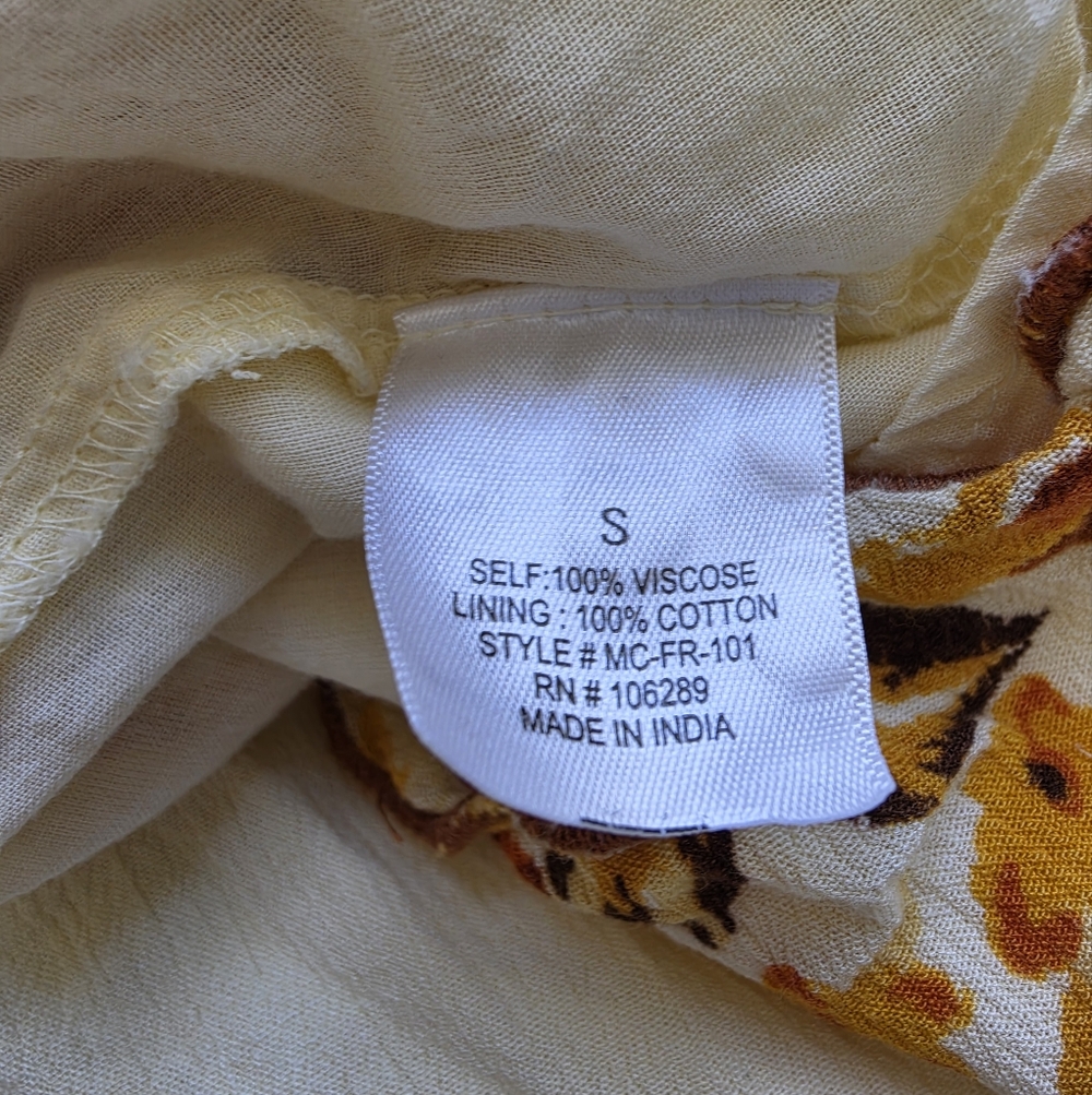 Francesca’s Yellow Floral Cutout Midi Dress S Boho Cottagecore Summer Sundress - Picture 8 of 8